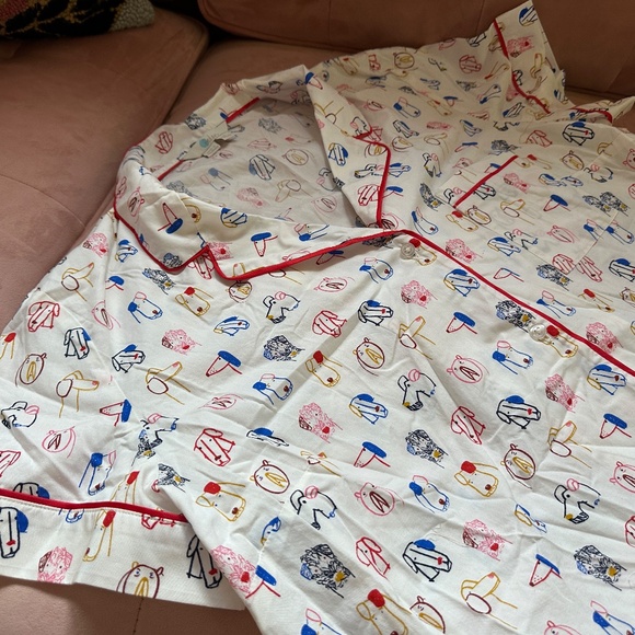 BODEN Phoebe Short PJ Shirt & Short Set in Dog Cartoon Print - Picture 8 of 9